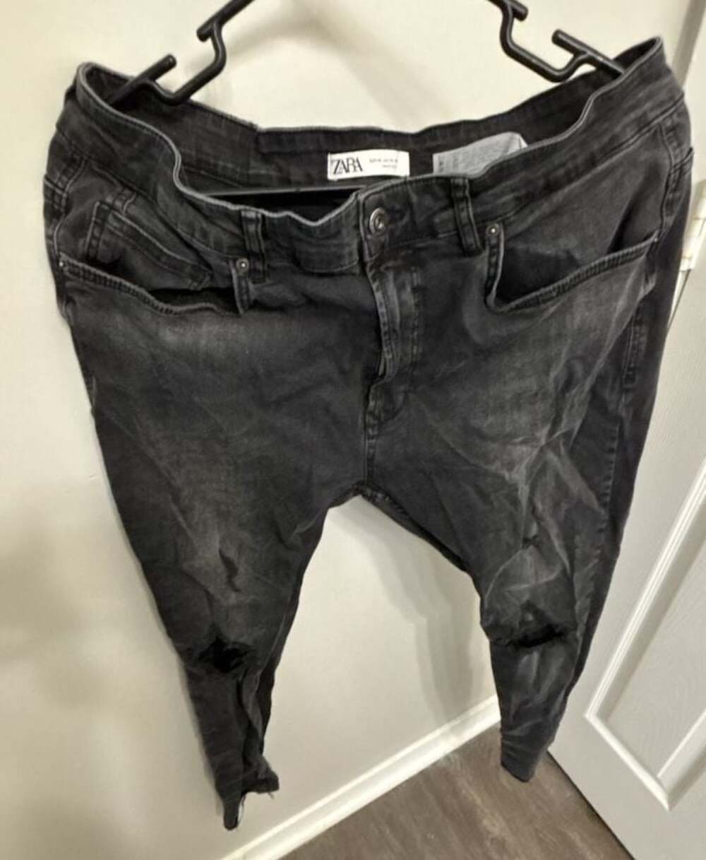 Zara Man Denim Department Black Distressed Slim Fit Jeans